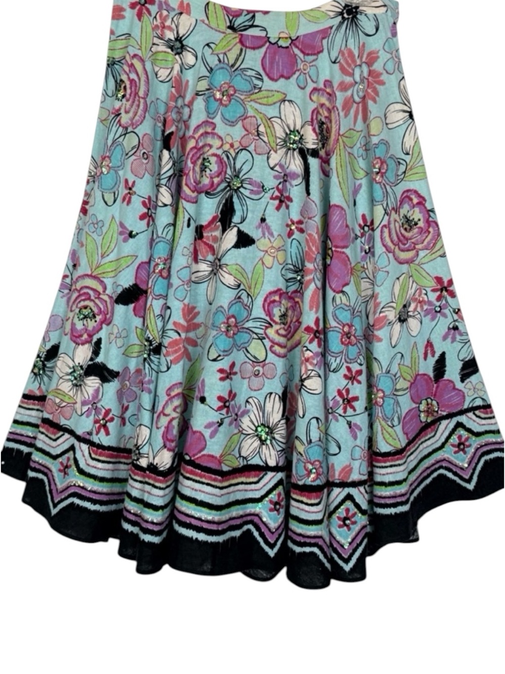 Willi Smith Floral Embellished Linen Blend A-Line Skirt Size 10